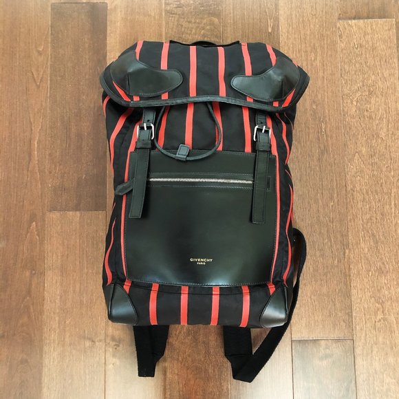 Givenchy Men's Rider Backpack in Black Red Stipes - Picture 1 of 7